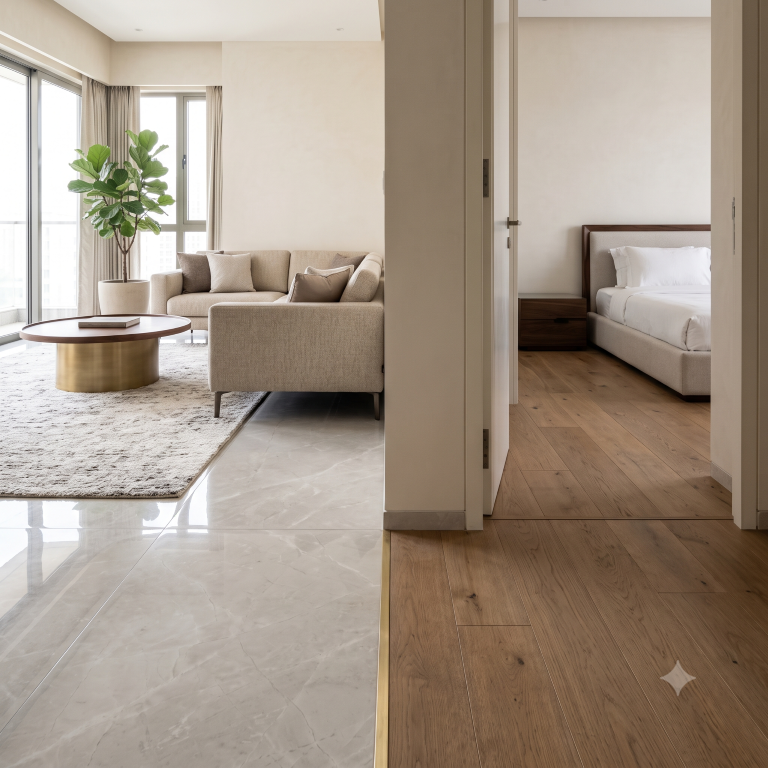 Flooring and surface finishes detail at HM ETERNO.